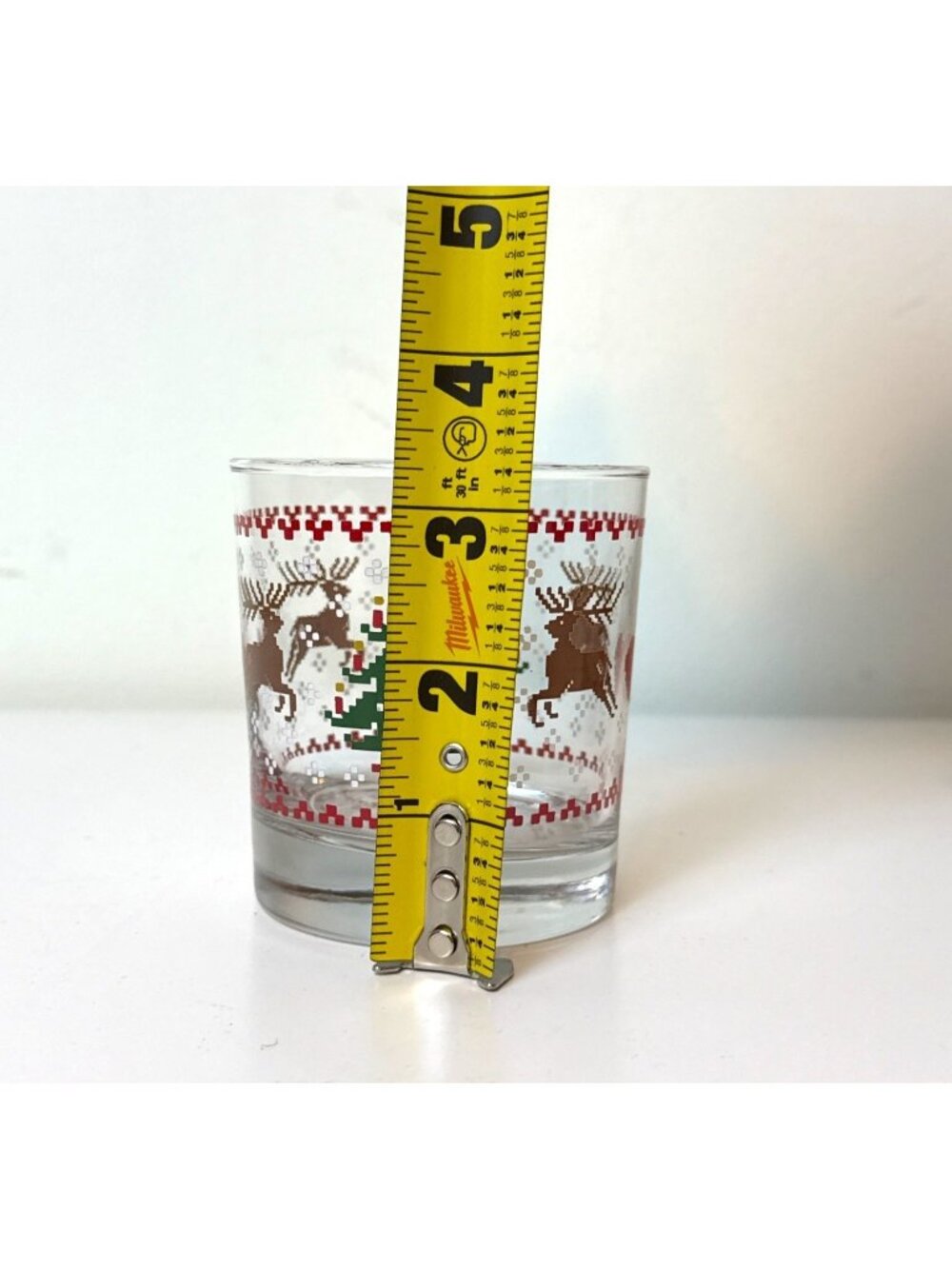 Vintage 80's CHD Christmas Glasses Set of 2 Reindeer Tree Holiday Tumblers Retro - Picture 4 of 4